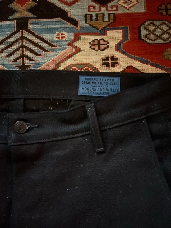 Imogene + Willie Black Indigo Nep Selvedge Denim Pants, Size 32, Made in USA - Picture 5 of 13